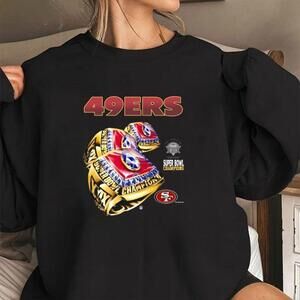 Retro Style San Francisco 49Ers Black Sweatshirt, Super Bowl Rings Sweater